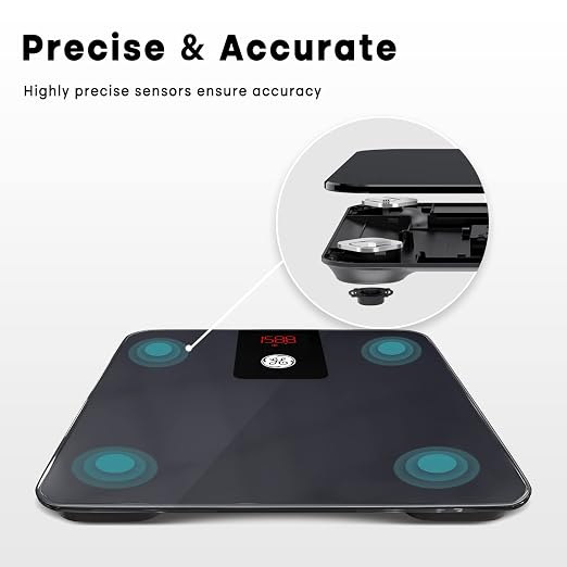 GE Bathroom Scale for Body Weight, Digital Smart Accurate 400 lb Weighing | Basic Bath Weight Watcher Scales, Bluetooth Electronic Home Weighing Machine for Weight and BMI Tracking, 11", Black - Image 5
