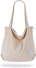 KALIDI Women Corduroy Tote Bag Zipper Casual Tote's Handbag Big Capacity Shoulder Bag with Pockets by KALIDIFANCYFOREST