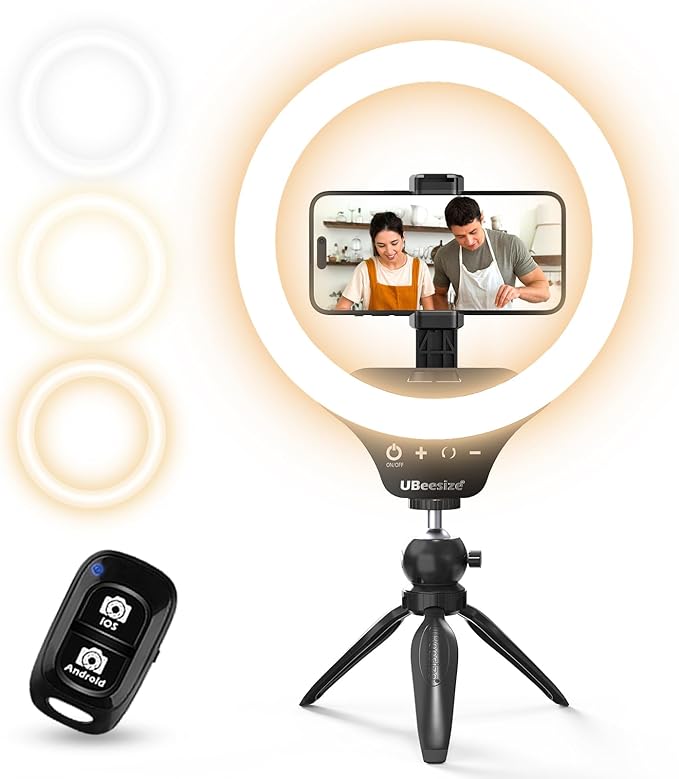 UBeesize 12" Desk Ring Light with Stand & Phone Holder - Adjustable Studio Light for Photography，Zoom Meetings, YouTube, TikTok, Live Streaming by UBeesize