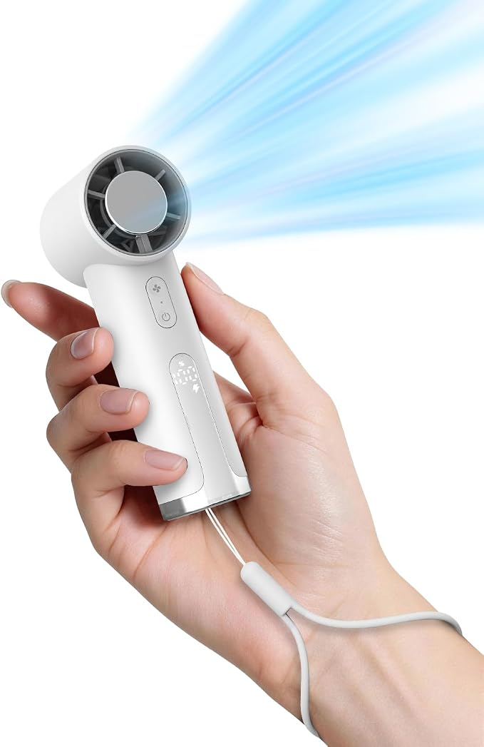 Portable Handheld Fan, Turbo Power 18800 RPM Fast Charge Digital Display 100 Speeds Adjustable, Mini Pocket Design Birthday Gifts for Women Men Travel Cruise Camping Outdoor, Cream by OidoZac-NewHouseholdSupplier