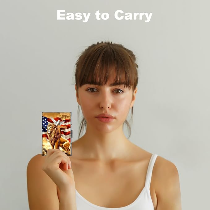 Metal Wallet,Credit Card Holder for Women,Slim RFID Blocking Credit Card Holder Thin Aluminum Wallet ID Case,6 Slot Business Mini Hard Metal Case for Women/Men,Flag Tiger Pigeon - Image 6