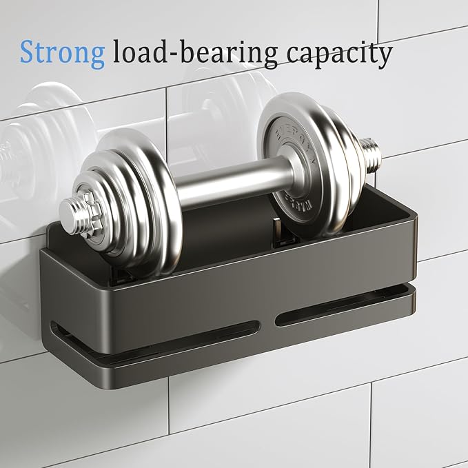 Shower Caddy 2-Pack Shower Shelf, Heavy-Duty Bathroom Storage Shelf | Large Capacity No-Drill Bathroom Organizer, Gray Aluminum Storage Basket, Adhesive Installation - Image 7