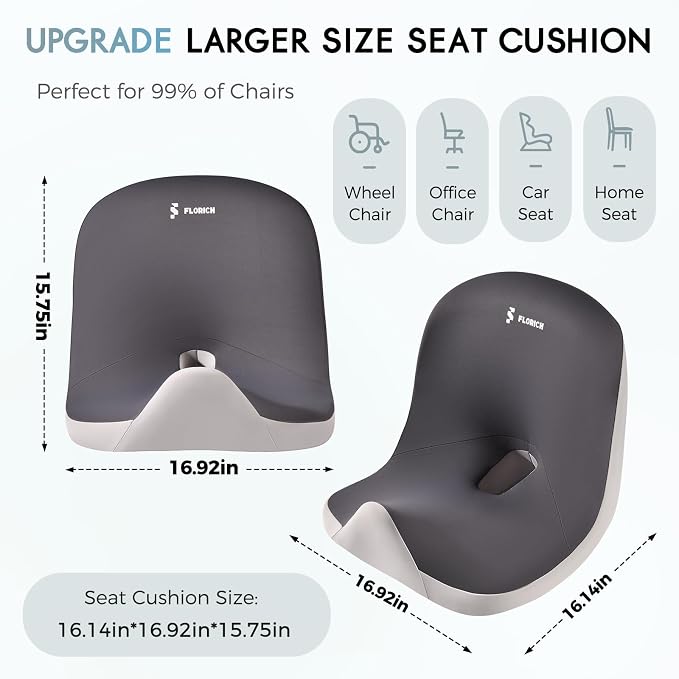 Car Seat Cushion and Lumbar Support Pillow, Larger Memory Foam Seat Cushion, Ergonomic L-Shaped Design Cushion for Back Pain Relief, Non-Slip Driving Cushion for Car, Office, Truck, Wheelchair-Black - Image 7