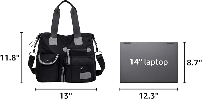 Tote Bag for Women,Multi Pockets Shoulder Handbag,Nurse Bag for Work,Large Cross body Purse,Fashion Nylon Top Handle Satchel - Image 3