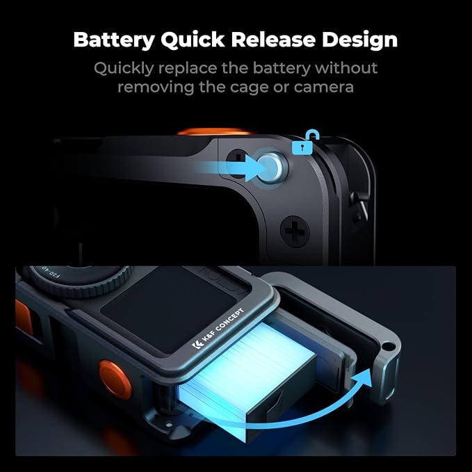 K&F CONCEPT Handle Grip + Metal Cage Kit Compatible with DJI Osmo Action 6 | Quick Release Street Photography Handle with Shutter Button| Cold Shoe Mount| 1/4" Thread Interface, Action Camera Vlog, CD02 - Image 3