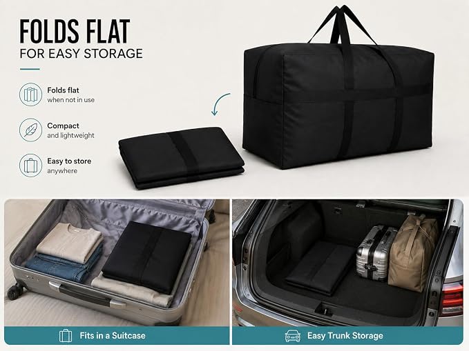YiKitHom Extra Large Storage Duffle Bag with Zippers and Handles, Big Foldable Duffle Bag for Travel Blue 60L - Image 6