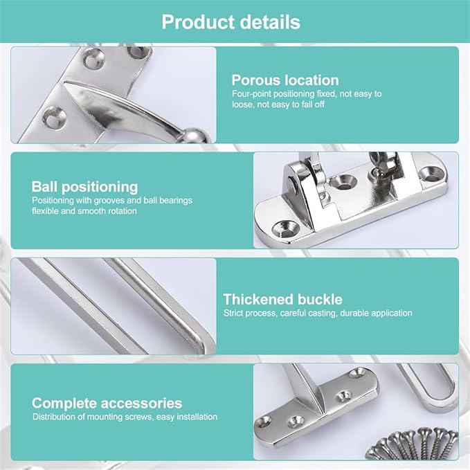 Door Chain Lock for Front Door, Swing Bar Door Guard Lock, Door Security Chain Lock, Anti-Theft Internal Door Safety Latch, Door Chain Latch for Home Apartment Hotel Dormitory(Silver) - Image 7