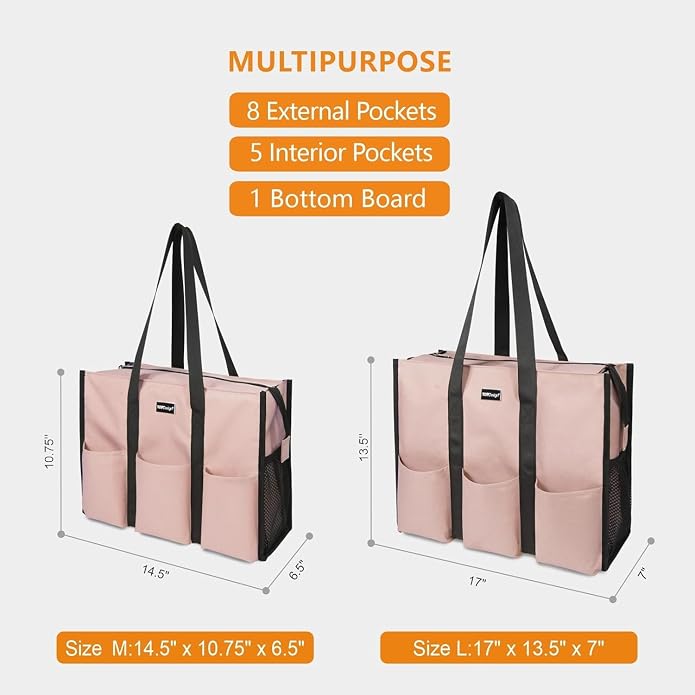 TOPDesign Utility Water Resistant Tote Bag with 13 Pockets, Top Zipper Closure & Thick Bottom Support, for Working Women - Image 2