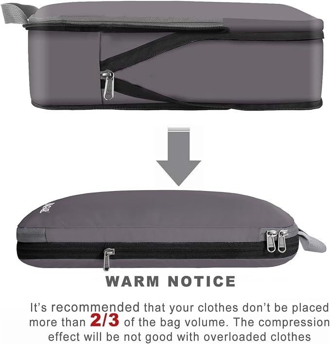BAGAIL 4 Set/6 Set/8 Set Compression Packing Cubes Travel Accessories Expandable Packing Organizers (Cloth Pattern, 4-Dark Greyish) - Image 3