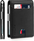 RUNBOX Slim Wallet for Men - RFID Blocking Leather Bifold with Money Clip | Minimalist Front Pocket Wallet Holds 11 Cards,Slim Thin Design,RFID Blocking Protection, Practical Birthday Gifts for Men by RUNBOX
