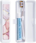 Toothbrush Travel Case - Colorful Pattern, Holder and Covers for Toothbrushes, Includes Tongue Scraper Case by Gerkia