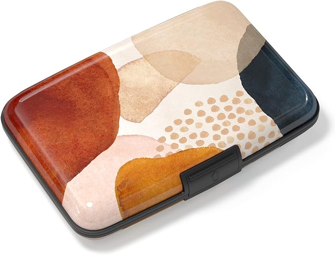 Credit Card Holder, Mini Aluminum Card Wallet RFID Blocking Slim Metal Hard Card Case for Women Men, Abstract Marble by Atufsuat