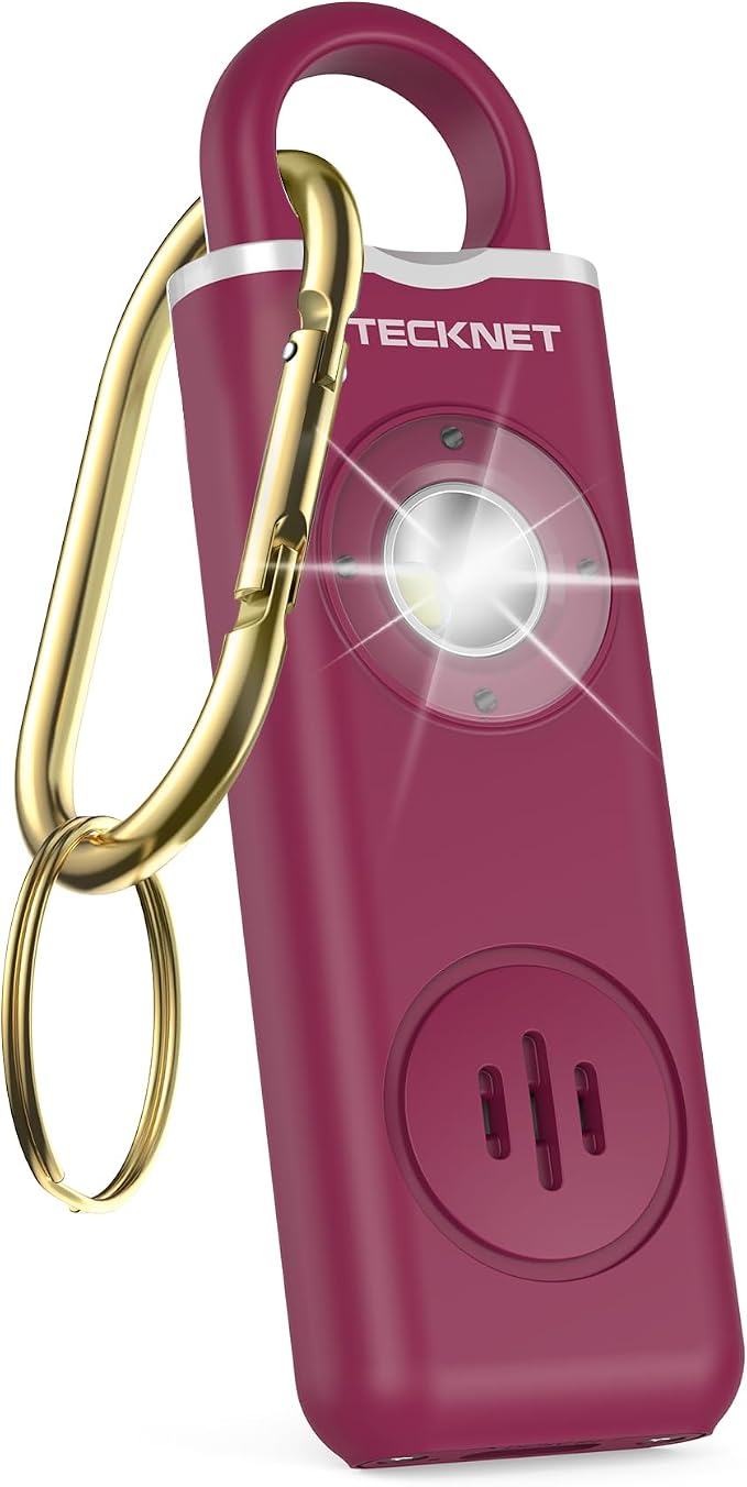 TECKNET Rechargeable Personal Safety Alarm for Women, 130dB Personal Alarm with SOS Strobe Light, Low Battery Notice, Loud Siren Safety Alarms for Girls Kids Elderly - Red by Tecknet