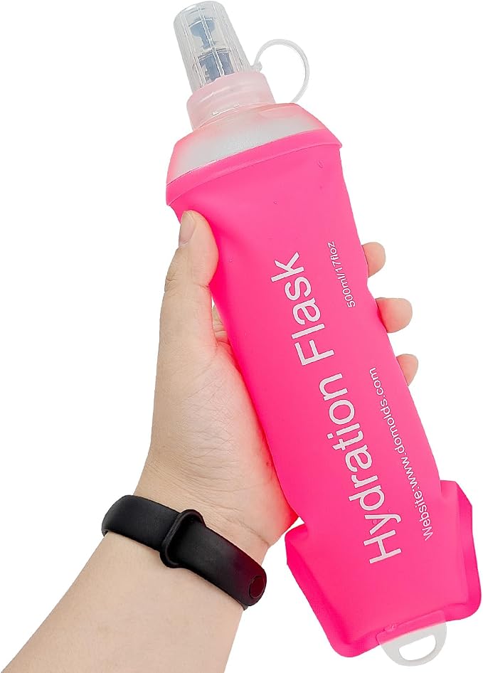 GUYI GYGYL Soft Flask, Collapsible Water Bottle for Sports, 500ml Pink | TPU Collapsible Water Bottle for Hydration Pack, Running Vest, Leak-Proof Folding Bottle for Hiking Cycling Climbing Jogging by GUYI