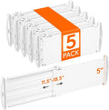 Lifewit 5" Tall Drawer Dividers, Adjustable Deep Drawer Organizer Clothes | 5 Pack 11.5"-18.5" Expandable White Plastic Separators for Dresser, Kitchen, Cabinet, Closet, Office Organization & Storage by Lifewit