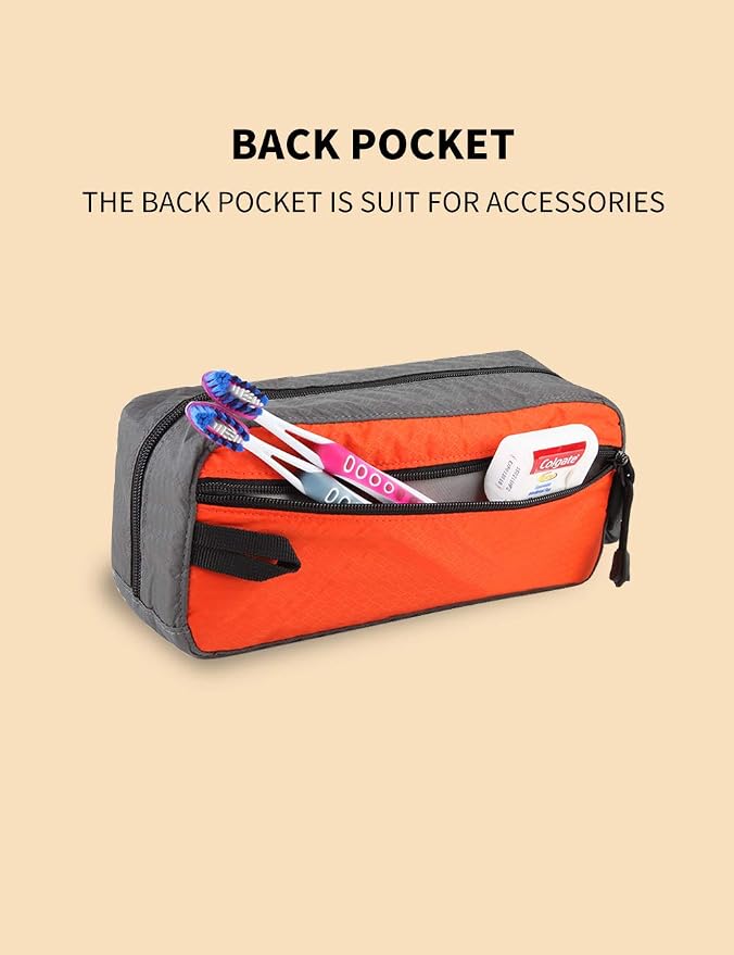 GOX Travel Small Toiletry Bag for Men Nylon Dopp Kit Medicine Bag Travel Organizer Pouch Shave Kits for Teens Toiletry Essentials Bathroom Compact (Orange, 9.8 * 4.3 * 3.3 Inches) - Image 8