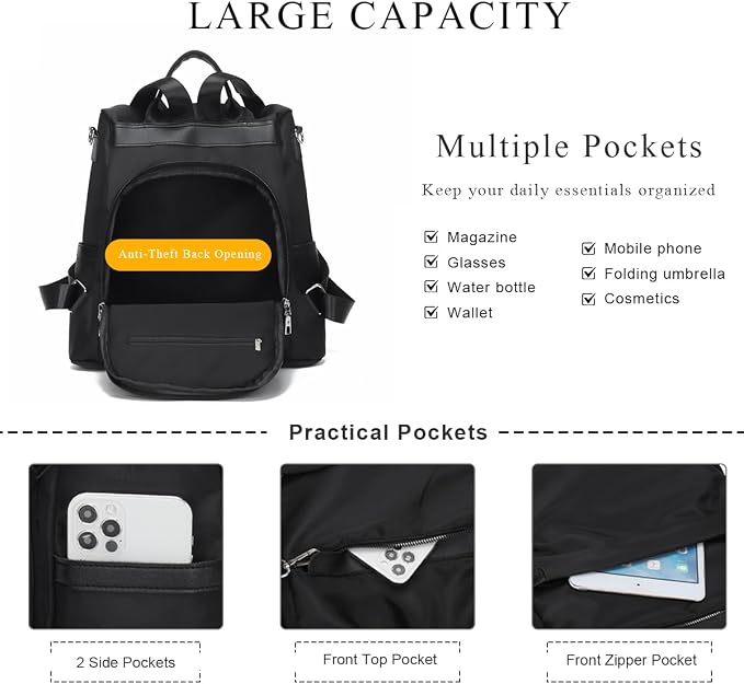 Fashion Anti-Theft Backpack Women,Waterproof Ladies Backpack Girls Casual Daypack Work Travel Rucksack Shoulder Bag(Purple) - Image 3