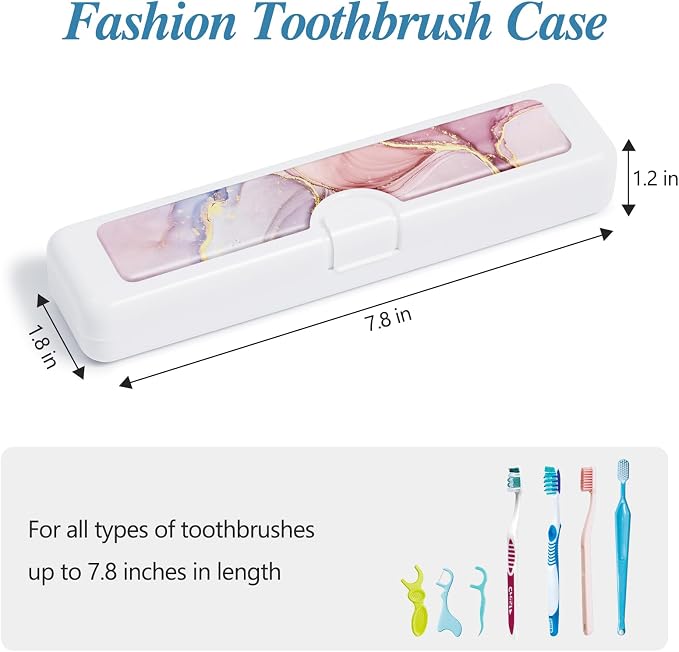 Toothbrush Travel Case - Colorful Pattern, Holder and Covers for Toothbrushes, Includes Tongue Scraper Case - Image 2