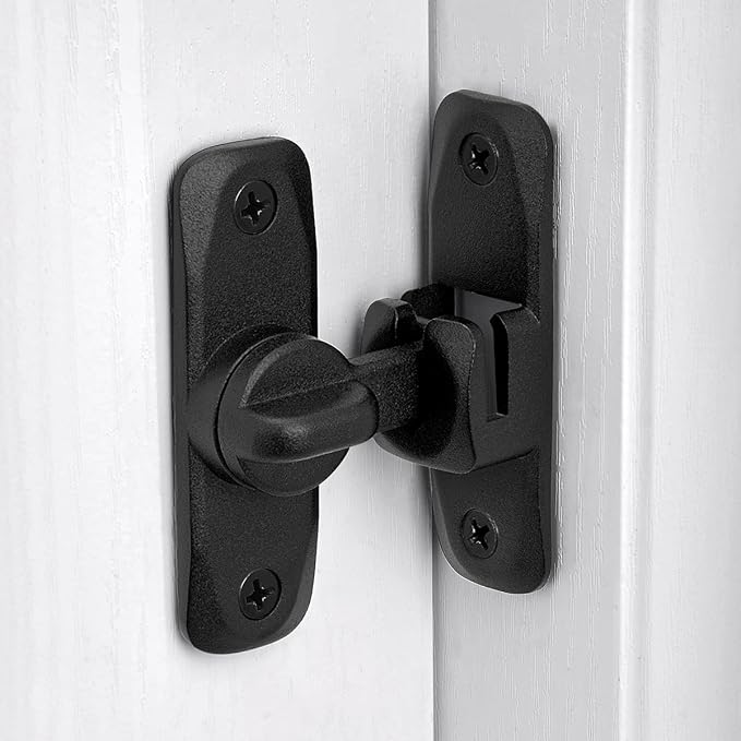 2 Packs Matte Black Barn Door Latches,90/180 Degree Gate Lock_B | Zinc Alloy Right Angle Door Lock Latch,Flip Gate Latches,Sliding Door Latch Lock,for Cabinets,Fence Gates,Pet Cage - Image 3