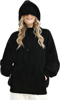 Unisex Travel Hoodie with Eyemask Fleece Sweatshirt Fall Winter | Airplane Hoodie with Multi Pockets & Eye mask Womens Sweatshirts Comfort Pullover Fleece Sweaters Fashion Tops for Couples by Eocicvvi