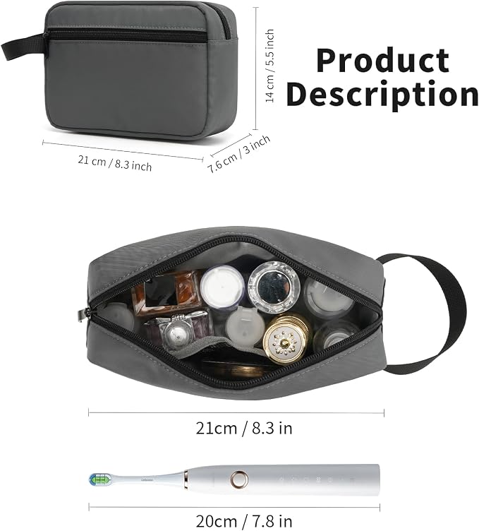 Travel Toiletry Bag for Men & Women, Hanging Cosmetic Organizer | Water-Resistant Fabric, Sturdy Handle, Lightweight Dopp Kit – Bathroom Toiletries, Makeup, Shaving, Grooming & Accessories - Image 2