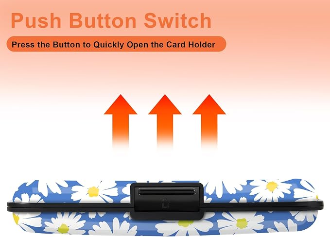 Mayski Credit Card Holder for Women RFID Blocking Wallet, Daisy | Card Wallets for Women Small Mini Business Metal Accordion Aluminum Alloy Hard Case for Men - Image 6