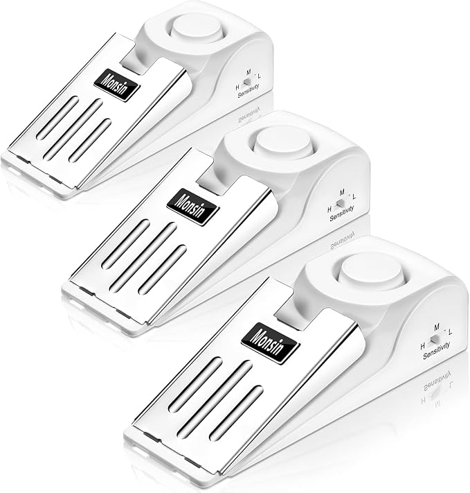 Door Stop Alarm, Door Stopper with 120DB Security Alarm, Floor Wedge Doorstop for Travel Apartment Home House (Pack of 3) by Monsin