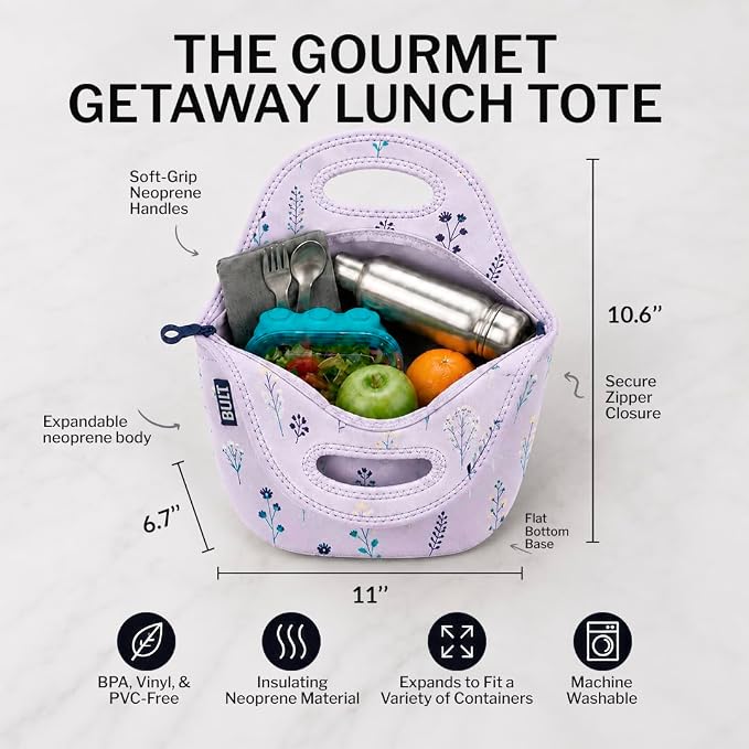 Built Gourmet Getaway Neoprene Lunch Bag - Thistle Ditsy - Image 2