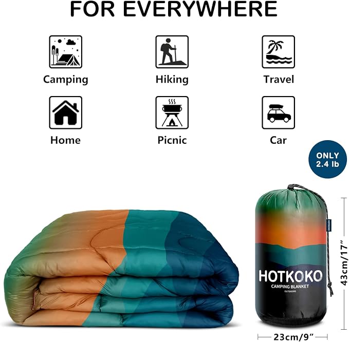 Puffy Camping Blanket,Large Camp Blanket Outdoor Camping Quilt Waterproof | Lightweight Printed Warm Packable Down Alternative Blanket for Camping,Traveling, Stadium, Hiking, Picnics - Image 7