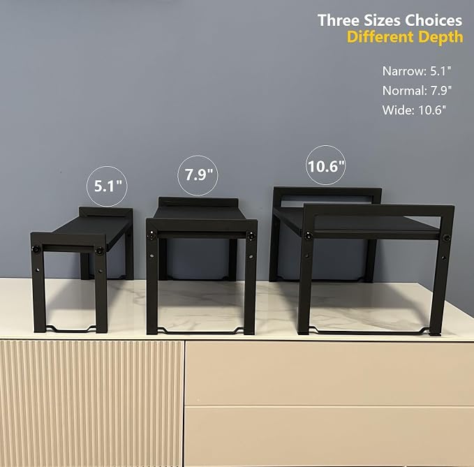 Expandable Cabinet Shelf Organizer 16-26" L Stackable Kitchen Counter Shelf Rack Sink Riser Countertop Storage Black (Normal 7.9”D) - Image 8