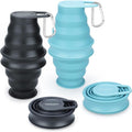 Nefeeko Collapsible Water Bottle, BPA Free Silicone Foldable Water Bottles | 17oz(500ml) Reuseable Water Bottles for Travel Gym Camping Hiking, Portable Leak Proof Sports Water Bottle with Carabiner by Nefeeko