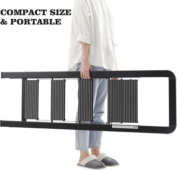 KINGRACK Aluminium 4 Step Ladder, Lightweight Step Stool with Non-Slip Pedals, Handrail, Foldable Step Ladder for Kitchen, Garage, Home, Space Saving, Sturdy and Portable, Black - Image 5