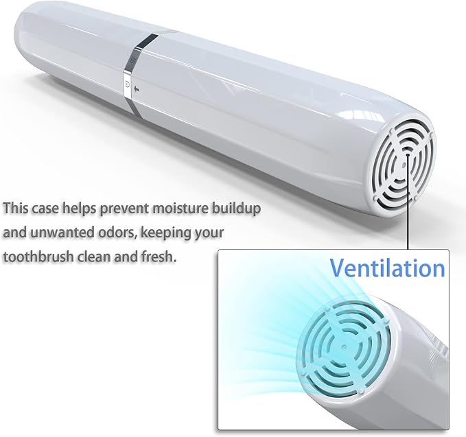 Long Ventilated Electric Toothbrush Travel Case, Portable Holder, Fits Most Standard Straight Electric Toothbrushes (White) - Image 7