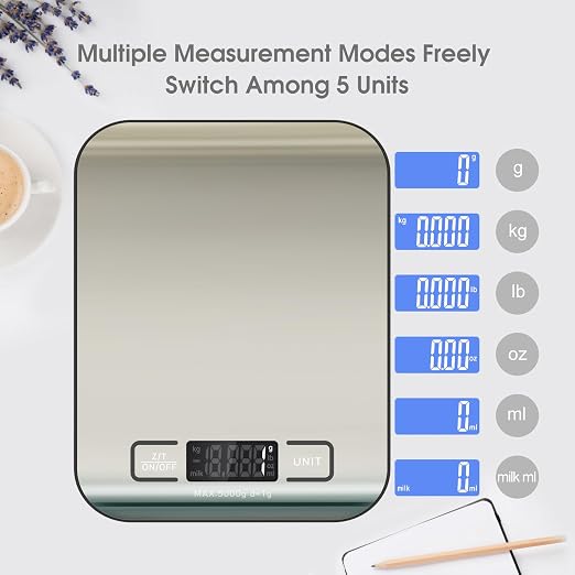 Digital Shipping Scale,Stainless Steel Panel, Accurate Portable Postal Scale for Packages, Small Business,Kitchen, Food, Handmade, Liquids, and Boutique (Stainless Steel Battery (5kg/1g)) - Image 6