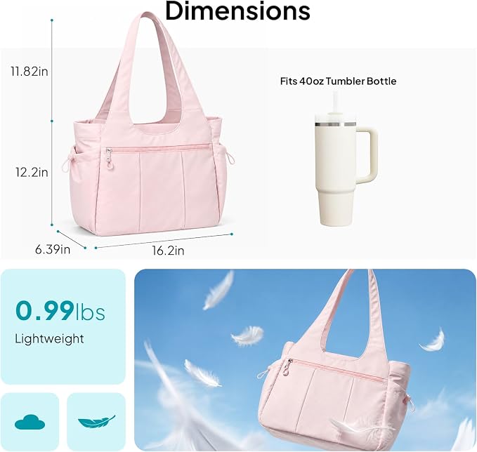 TOPEAST Foldable Tote Bag for Women with Yoga Mat Holder,Travel Tote Bag with Water Bottle Pocket,Lightweight Workout Gym Bag - Image 5
