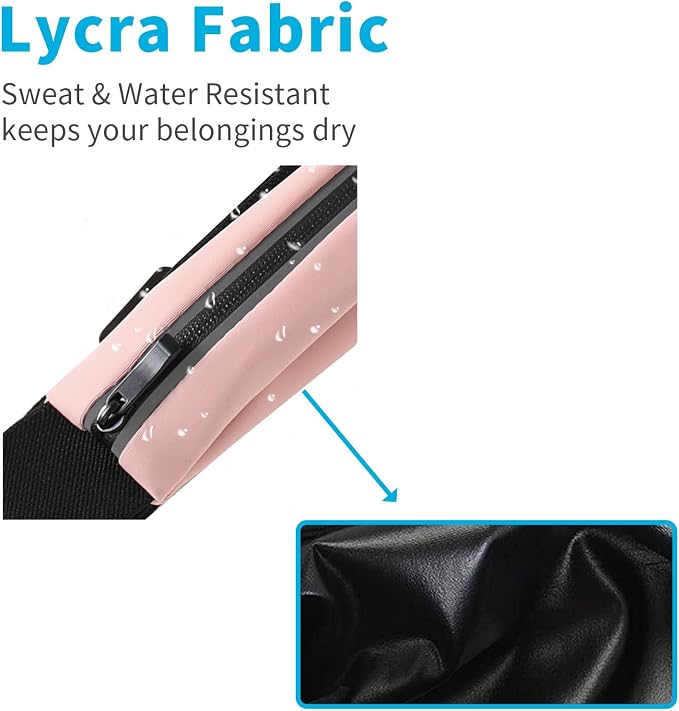 Slim Running Belt for Women and Men, Waterproof Phone Holder for Running, Reflective Waist Pack for Storing Runner’s Essentials Safely, Runner’s Fanny Pack, Money Belt Fits Most Phones (Light Pink) - Image 4
