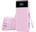 Portable Charger with Built-in AC Plug and Cables,13800mAh All in One USB C Fast Charging Power Bank,Travel Essentials Portable Phone Charger Battery Pack for iPhone 17/16/15/14/13,Galaxy,Android-Pink by YHO