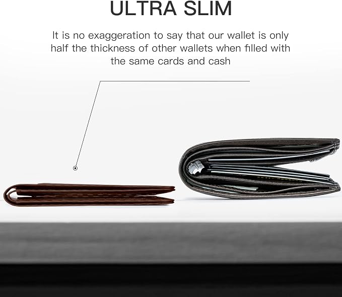 GSOIAX Slim Wallet for Men Rfid Blocking Leather Bifold Front Pocket Carbon Fiber Men's Money Clips Credit Card Holder With Gift Box - Image 2