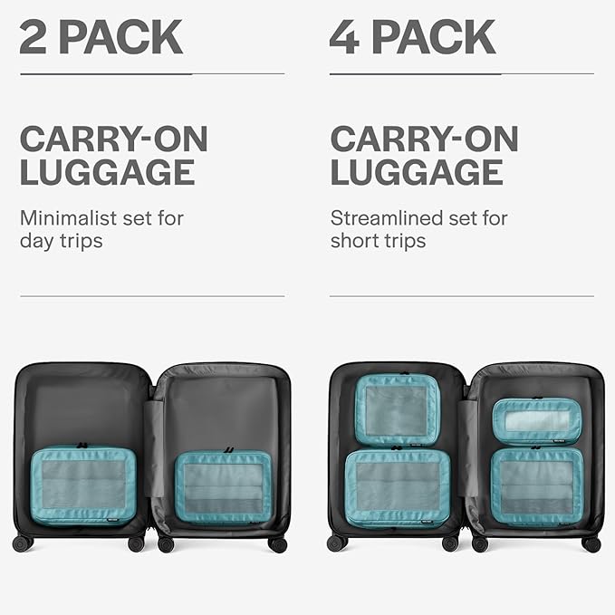 Compression Packing Cubes for Travel, 2-Pack, Teal | Solves overpacking, 2-Piece set fits most carry-ons, 50% Space savings, Compression luggage organizer bags - Image 4