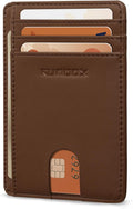 RUNBOX Slim Wallet for Men and Women, RFID Blocking Leather Card Holder | Minimalist 8-slot design fits IDs and credit cards in a thin profile for front pockets, purses, pants and travel by RUNBOX