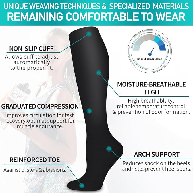COOLOVER Copper Compression Socks for Women and Men(6 Pairs)-Best Support for Running, Athletic, Travel - Image 5