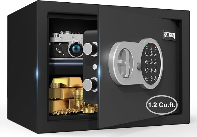 [ 1.2 Cu.ft. ]PATRON Safe Box with Key,Digital Security Home Safe,Cabinet Safes for Money Cash Documents,Wall Safes with Electronic Keypad,Removable Shelf for Office Hotel House Business,1.2 Cu.ft. by Safeisourpromise%EF%BC%81