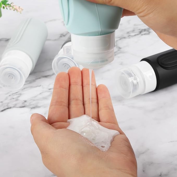 Travel Bottles Set for Toiletries, TSA Approved Travel Containers Leak Proof Silicone Squeezable Travel Accessories 2oz 3oz for Shampoo Conditioner Lotion Body Wash (Black) - Image 4