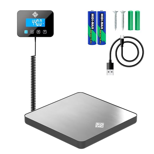 Shipping Scale for Small Business - 440 lbs/0.35oz - High Accurate Digital Postal Scale with Hold/Tare Function - Perfect for Packages, Luggage, Home Use - Battery & Cable Included - Silver by Unknown