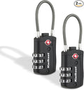 Kwikset TSA Approved Combination Luggage Lock with Cable, 2-Pack, Black | Pair of Cable Locks for Checked Bags and Carry-Ons; Resettable Code, TSA Inspectors Can Relock by Unknown