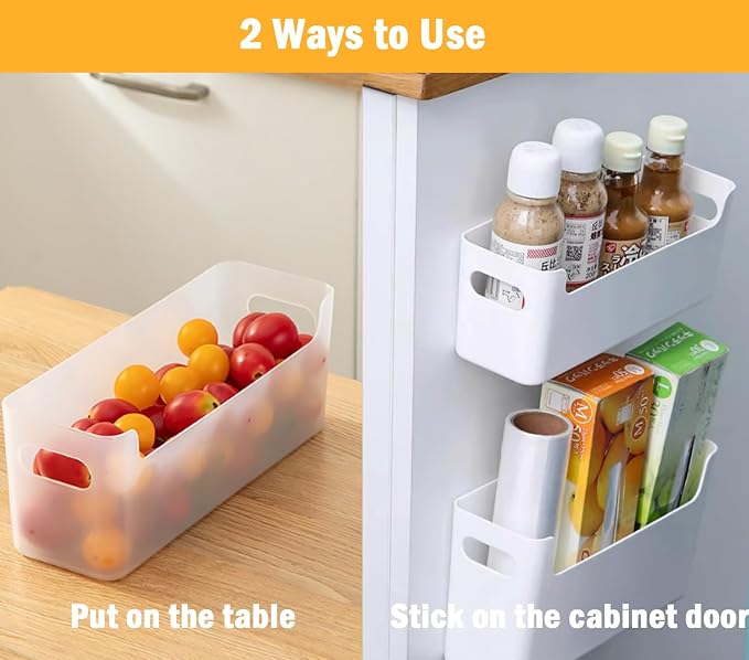 2 Pack Cabinet Organizer Storage, Adhesive Over Cabinet Door Organizer, No Drilling Space Saver Plastic Storage Containers Multi-Use for Kitchen Bathroom Office Bedroom, Translucent - Image 6