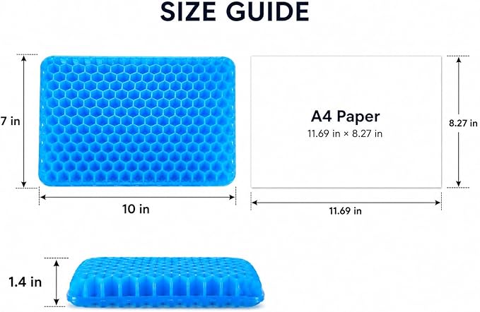 LYUANEC Gel Seat Cushion for Long Sitting - 10" x 7" x 1.4" (Mini) | Zero Gel Cushions for Bicycle Back Seat, Honeycomb Gel Seat Cushion, Ergonomic Silicone Seat Cushion for Kids - Image 2