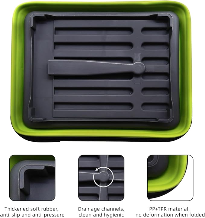 THANSTAR Collapsible Dish Drying Rack for RV Campers Portable Dinnerware Drainer Organizer for Kitchen Travel Trailer-Green - Image 5