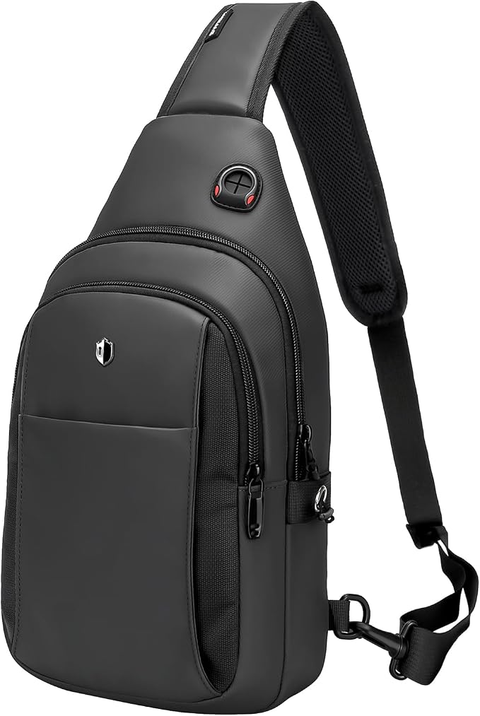 Sling Bag for Men, Anti Theft Crossbody Bag with Lockable Zipper, Water Resistant Chest Bag Fits 11” iPad & Switch 2, Lightweight Sling Backpack for Travel, Work & Commuting by baaob