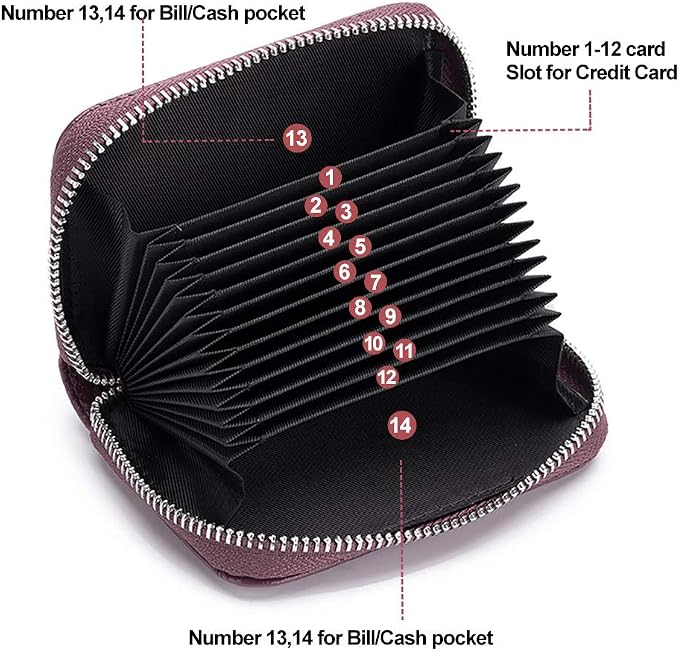 RFID Credit Card Holder Genuine Leather Credit Card Wallet with Zipper | RFID - Image 3